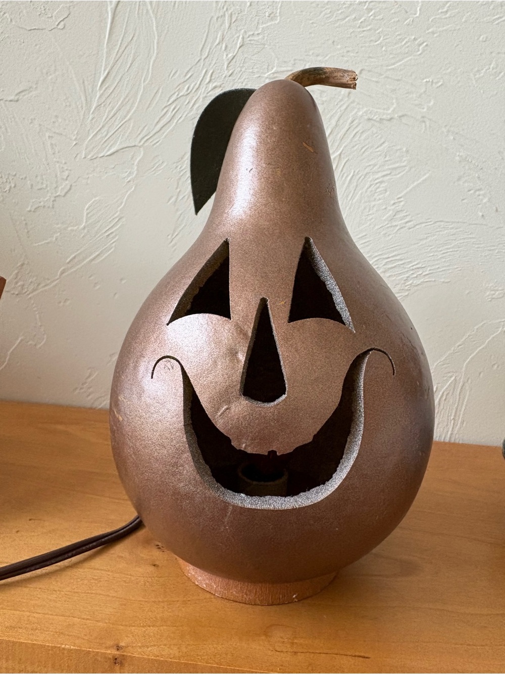 Metallic Brown Meadowbrooke Gourds Jack-o'-Lantern pumpkin lamp luminary
